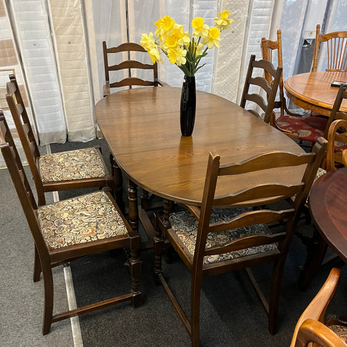 Oak Drop Leaf Table with 6 Chairs