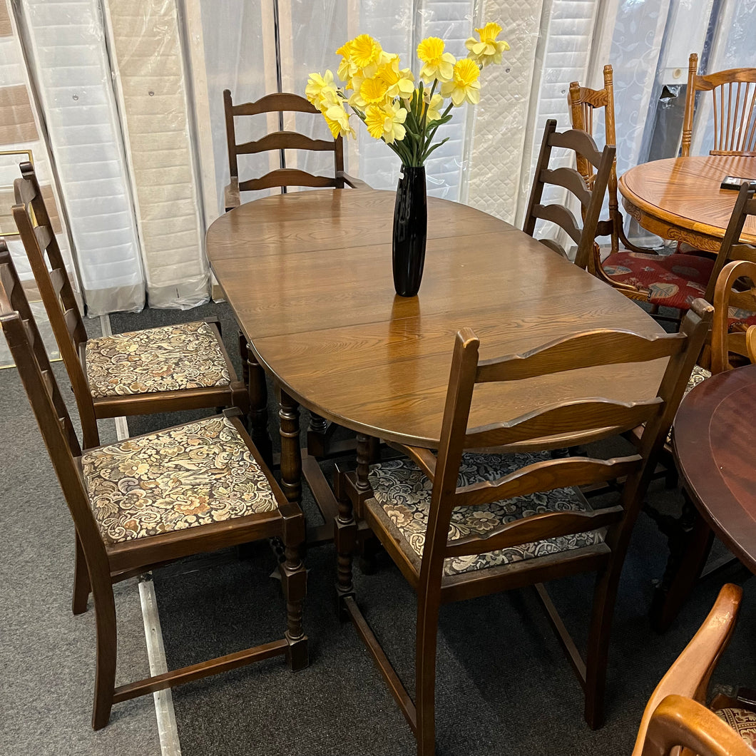 Oak Drop Leaf Table with 6 Chairs