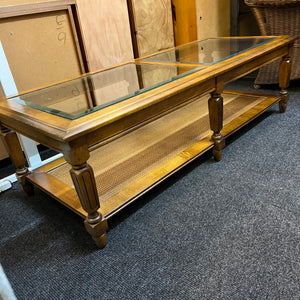 Stunning Long Glass Topped Coffee Table