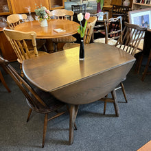 Load image into Gallery viewer, Ercol Round Drop Leaf Table &amp; 2 Ercol Goldsmith Dining Chairs