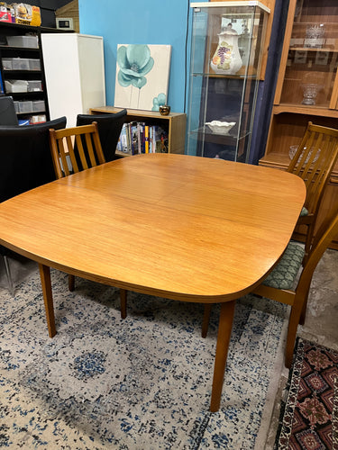 Vintage Mid Century Teak Extending Dining Table & 4 Chairs