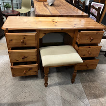 Load image into Gallery viewer, 6 Drawer Pine Dressing Table With Stool