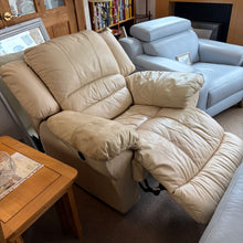 Load image into Gallery viewer, Cream Faux Leather Electric Reclining Armchair