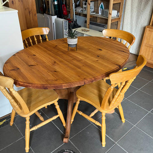 Solid Pine Oval Table with 4 Chairs