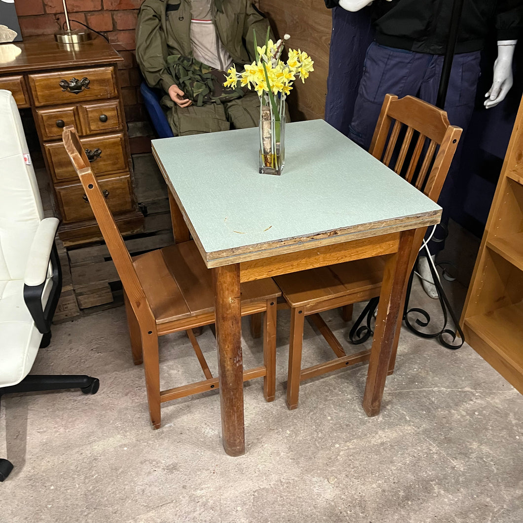 Formica 60’s Draw Leaf Kitchen Table with 2 Chairs