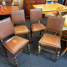 Load image into Gallery viewer, Vintage Oak Leather Studded Dining Chairs