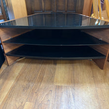 Load image into Gallery viewer, Black Glass &amp; Wood TV Unit