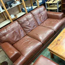 Load image into Gallery viewer, DFS Brown Leather 3 Seater Sofa
