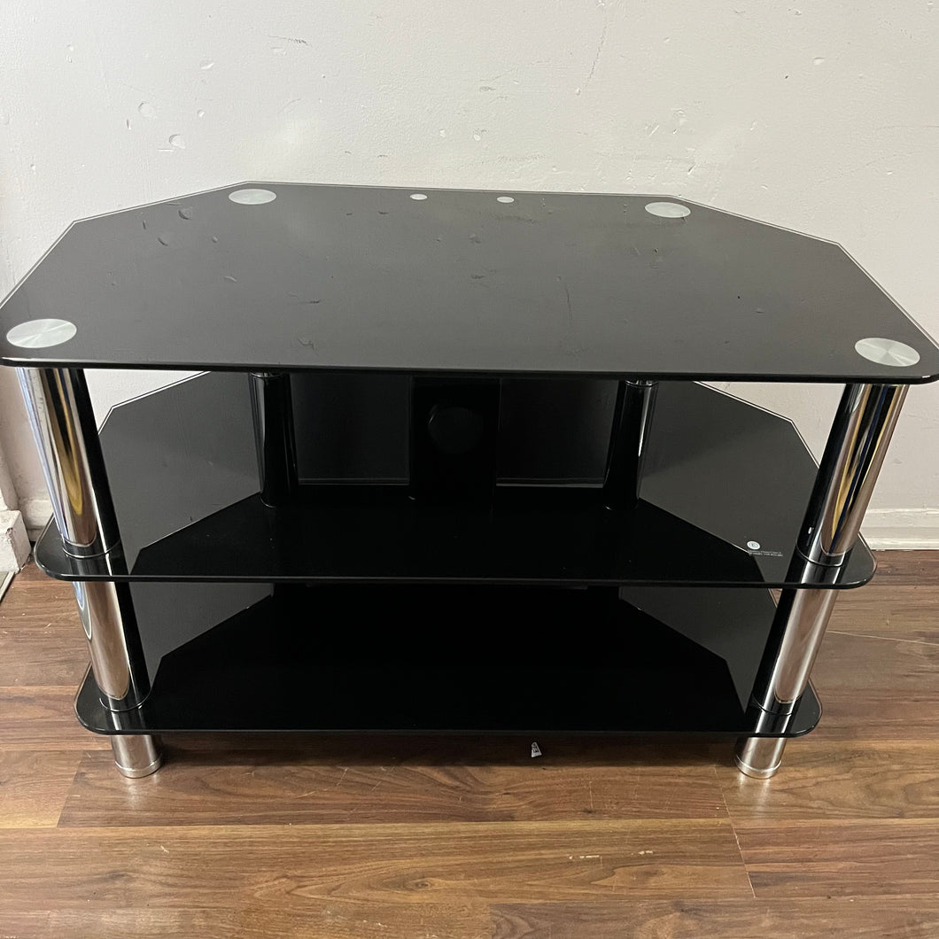 Black Glass and Chrome TV Unit