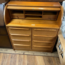 Load image into Gallery viewer, Mid Century Danish Style Teak Roll Top Bureau