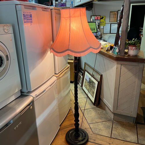 Dark Wood Barley Twist Floor Lamp