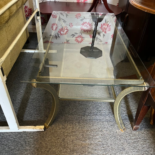 Large Glass and Metal Coffee Table
