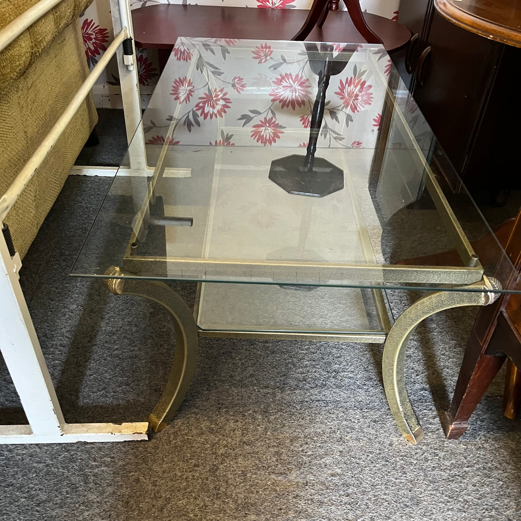 Large Glass and Metal Coffee Table