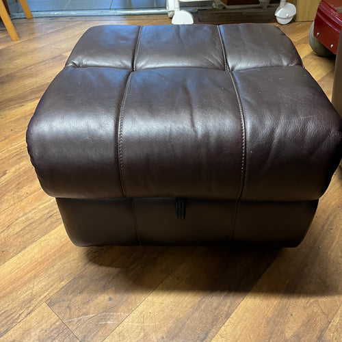 Brown Leather Storage Footstool