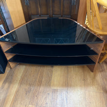 Load image into Gallery viewer, Black Glass &amp; Wood TV Unit