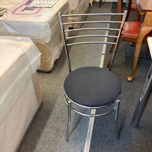 Load image into Gallery viewer, White Dining Table with 4 Chrome and Black Chairs