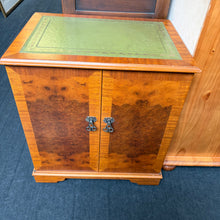 Load image into Gallery viewer, Green Leather Topped Record Cabinet