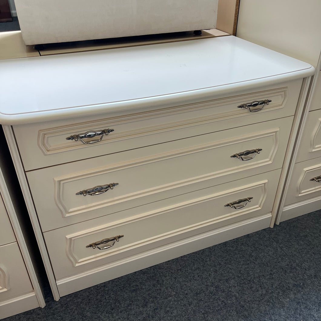 Large  White 3 Drawer Chest