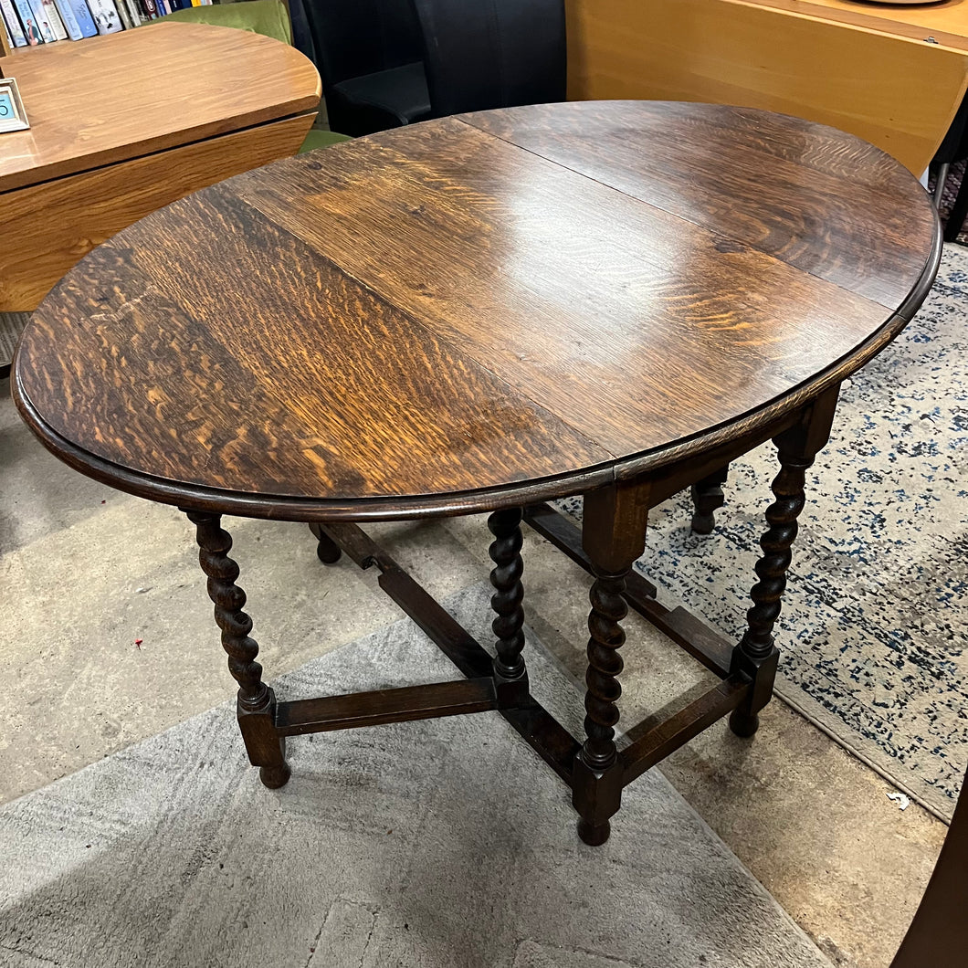 Oak Drop Leaf Table with Barley Twist Legs
