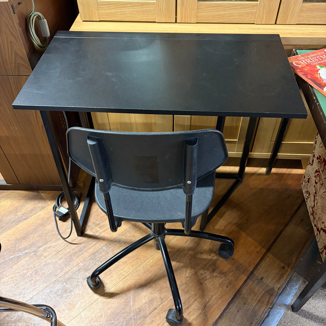 Folding Black Desk with Chair