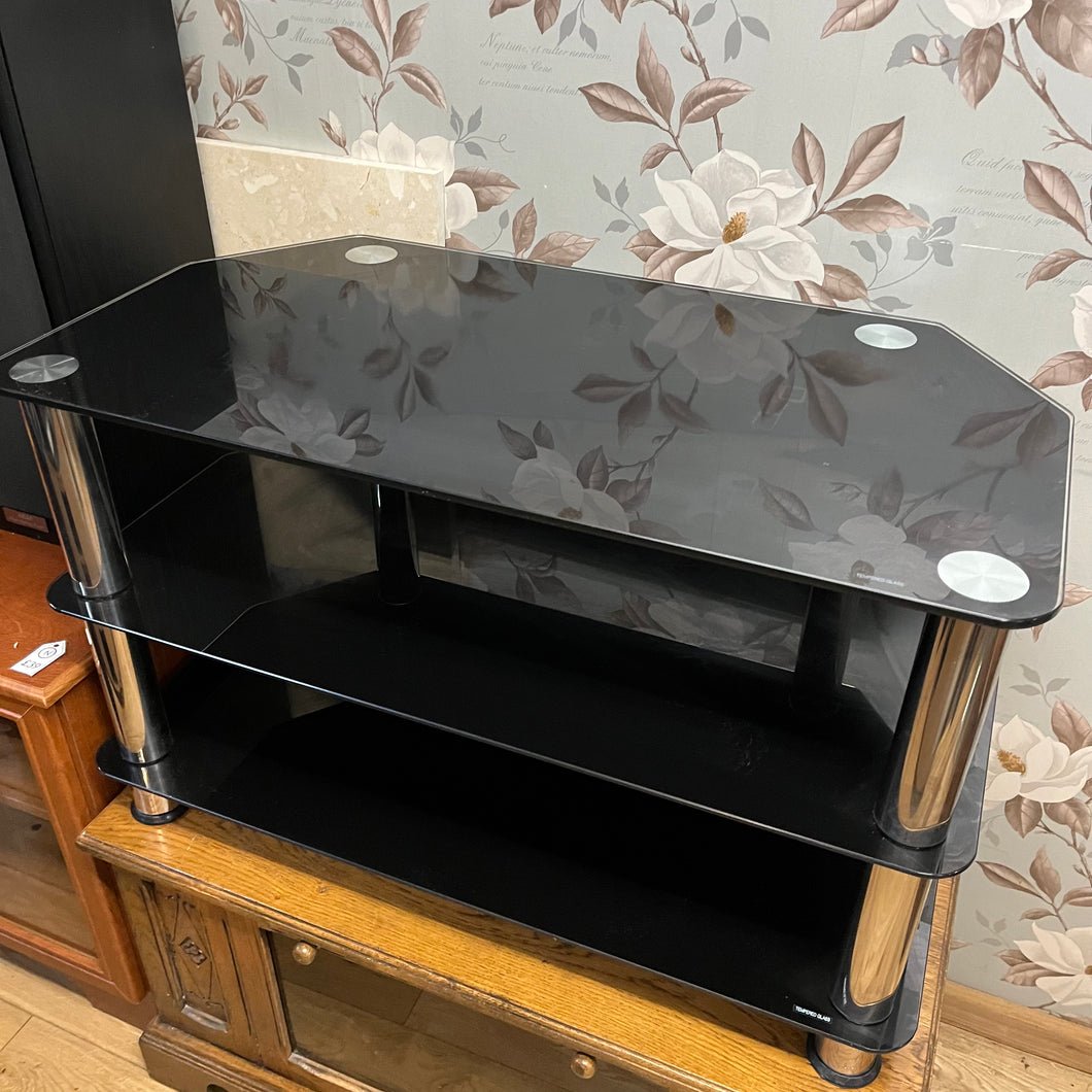 Black Glass and Chrome TV Unit