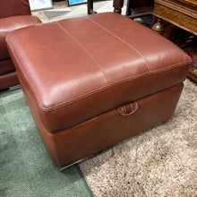 Load image into Gallery viewer, DFS Brown Leather 2 Seater and Storage Footstool