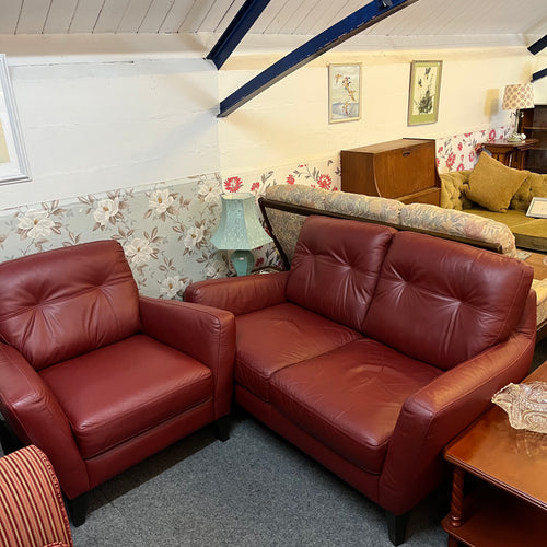 Leather 2 Seater Sofa and Armchair