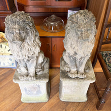 Load image into Gallery viewer, Pair of Stone Garden Lion Statues