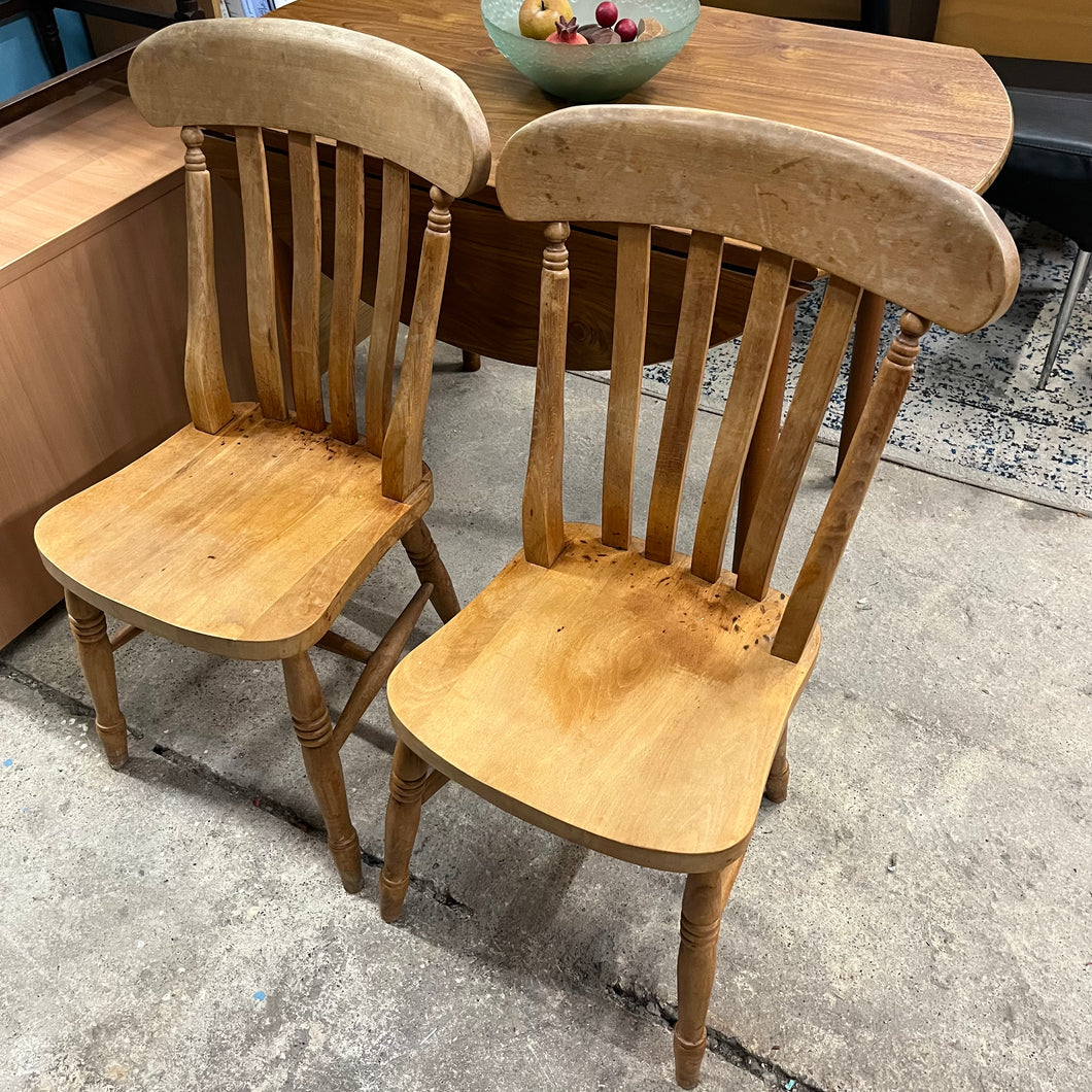 Pair of Solid Pine Farmhouse Chairs