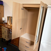 Load image into Gallery viewer, 2 Door 3 Drawer Mirrored Wardrobe
