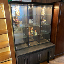 Load image into Gallery viewer, Grey Ash Mirrored Back Illuminated Display Cabinet