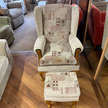 Load image into Gallery viewer, Wingback Armchair with Footstool