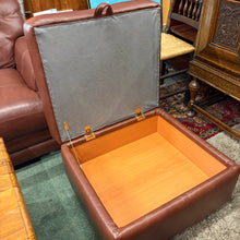 Load image into Gallery viewer, DFS Brown Leather 2 Seater and Storage Footstool