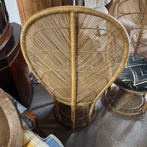 Vintage 1970’s Peacock Wicker High Back Chair