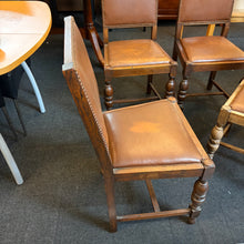 Load image into Gallery viewer, Vintage Oak Leather Studded Dining Chairs