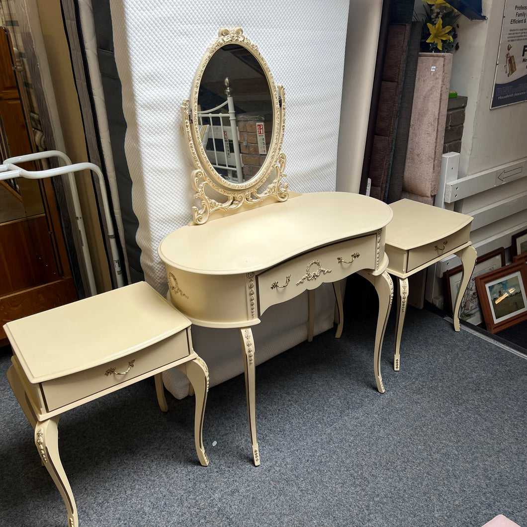 French Louis Style Dressing Table with Bedsides