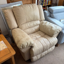Load image into Gallery viewer, Cream Faux Leather Electric Reclining Armchair