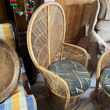 Load image into Gallery viewer, Vintage 1970’s Peacock Wicker High Back Chair