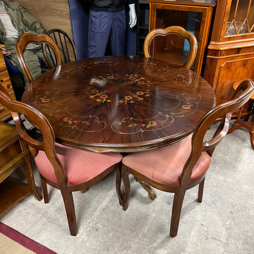 Round Ornate Dining Table and 4 Chairs