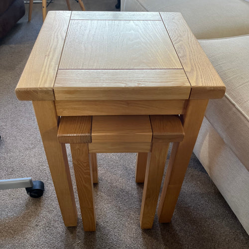 Solid Oak Tall Nest of 2 Tables