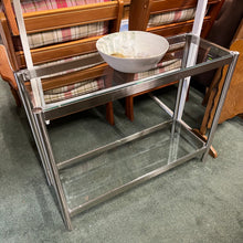 Load image into Gallery viewer, Glass and Chrome Console Table