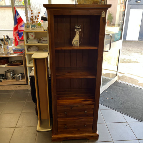 Tall Sheesham 2 Drawer Bookcase