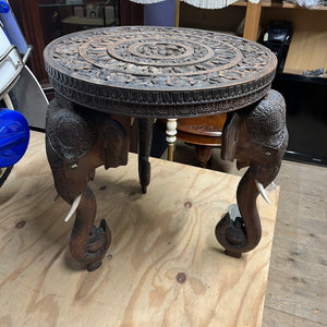 Antique Vintage Ebonised Carved Indian Elephant Trunks Leg Table