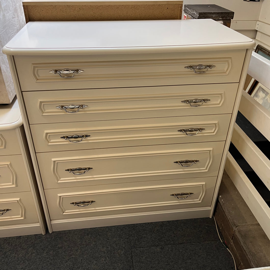Large White 5 Drawer Chest