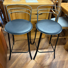 Load image into Gallery viewer, Pair of Black and Chrome Bar Stools