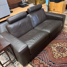 Load image into Gallery viewer, Brown Leather Manual Reclining Sofa