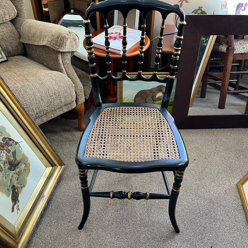 Vintage Napoleon III Black and Gold Ebonized Chair