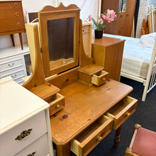 Load image into Gallery viewer, Solid Pine Dressing Table with Mirror and Stool