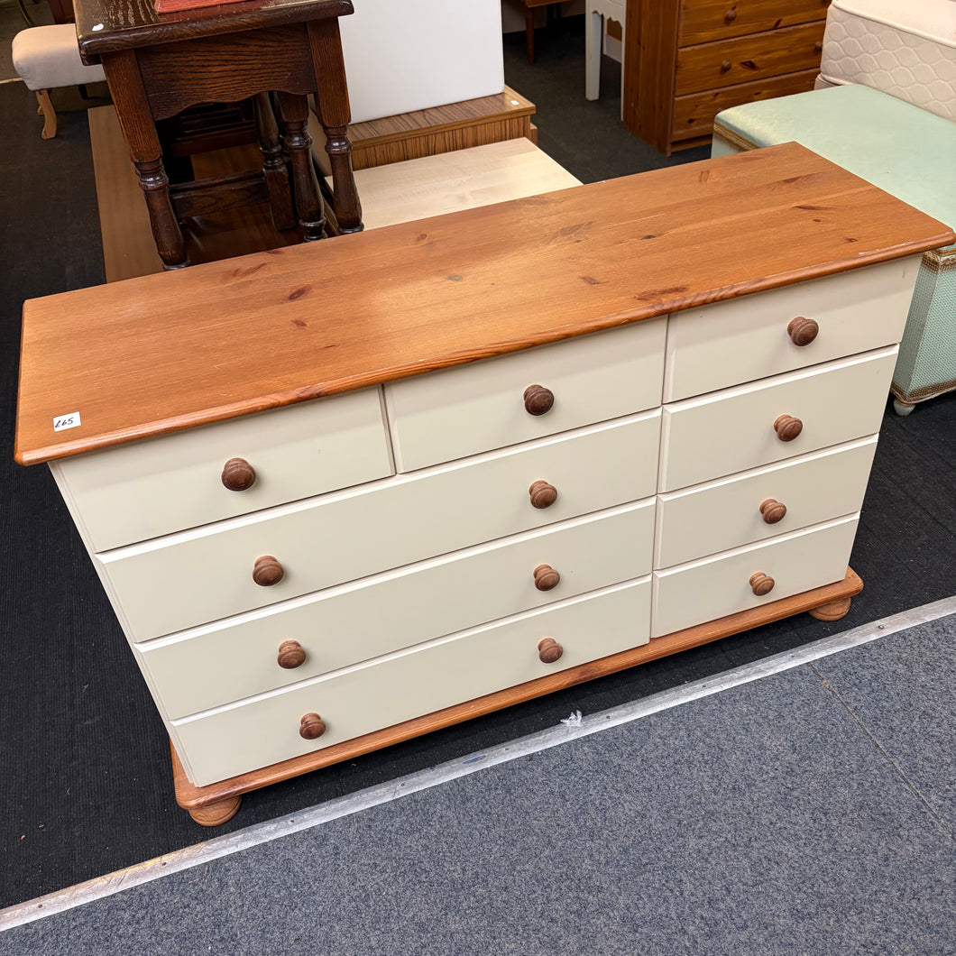 Cream and Pine 9 Drawer Chest