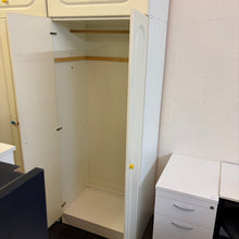 Load image into Gallery viewer, White 2 Door Wardrobe with Top Box